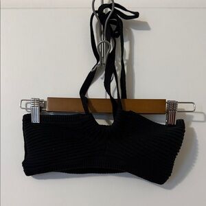 Black Ribbed Knit Tube Top